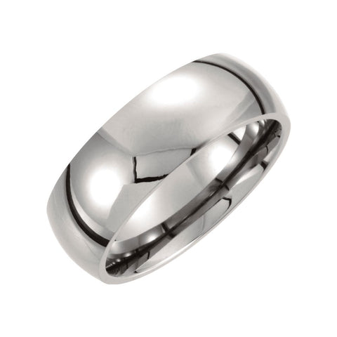 Titanium 8mm Domed Polished Band Size 8