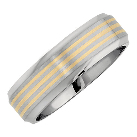 Titanium & Karat Gold Inlay Band, Size 12