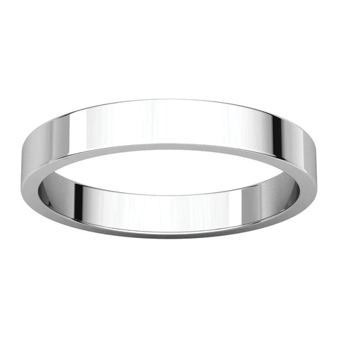 10k White Gold 3mm Flat Band, Size 10