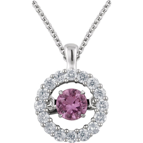 14k White Gold Pink Sapphire & 1/5 CTW Diamond 18" Mystara® Necklace