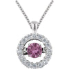 14K White Gold Pink Sapphire & 1/5 CTW Diamond 18-Inch Necklace