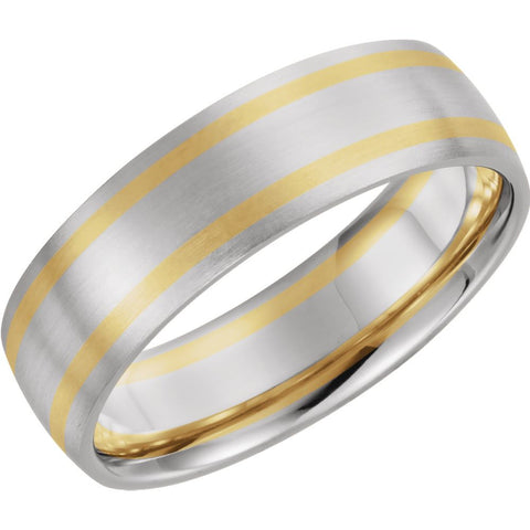 14K White & Yellow Gold 7mm Comfort-Fit Band Size 11.5