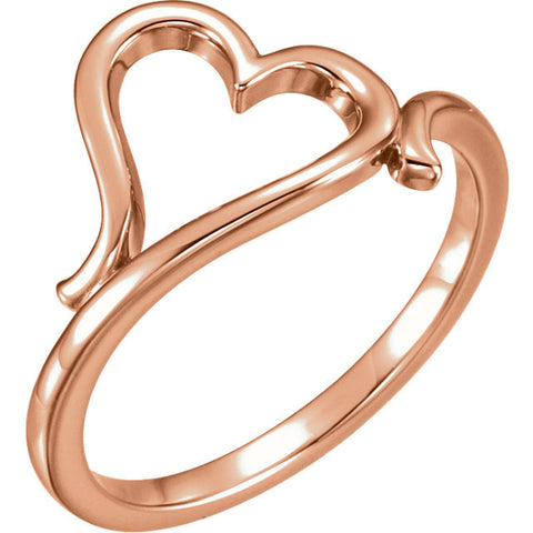 14k Rose Gold Heart Ring, Size 7