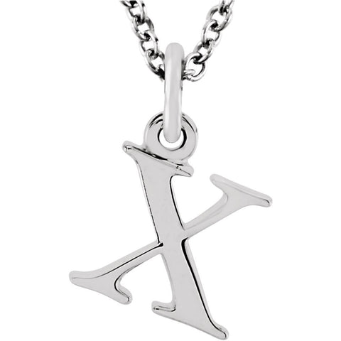 14k White Gold "x" Lowercase Initial 16" Necklace