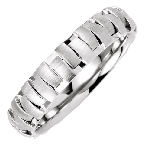 14k White Gold 5mm Patterned Band Size 8