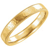 14k Yellow Gold Flat Milgrain Comfort-Fit Satin & Hammer Finish 4mm Wedding Band for Men, Size 11