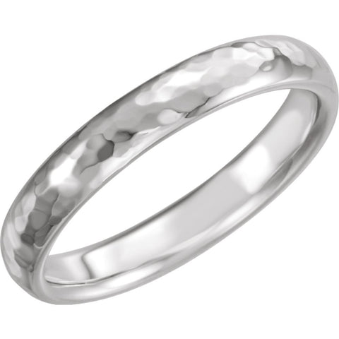 14k White Gold 4mm Half Round Hammer Finish Band Size 11