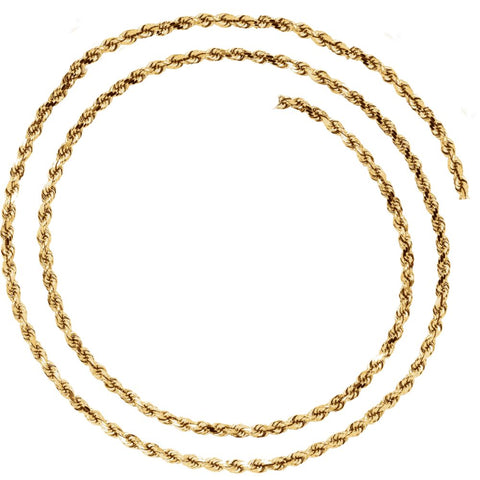 14k Yellow Gold 2.8mm Diamond Cut Rope 24" Chain