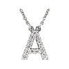 14K White Gold Letter "A" 1/8 CTW Diamond 16-Inch Necklace