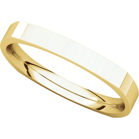 14k Yellow Gold 2.5mm Square Comfort Fit Band, Size 6.5