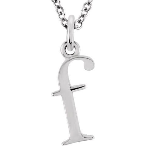 14k White Gold "f" Lowercase Initial 16" Necklace