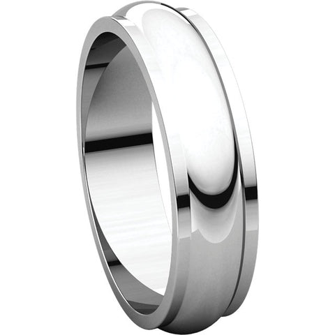 10k White Gold 5mm Half Round Edge Band, Size 10.5