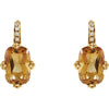 14k Yellow Gold Citrine & .06 CTW Diamond Earrings