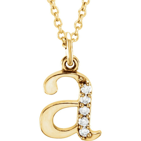 14k Yellow Gold .03 CTW Diamond Lowercase Letter "a" Initial 16" Necklace