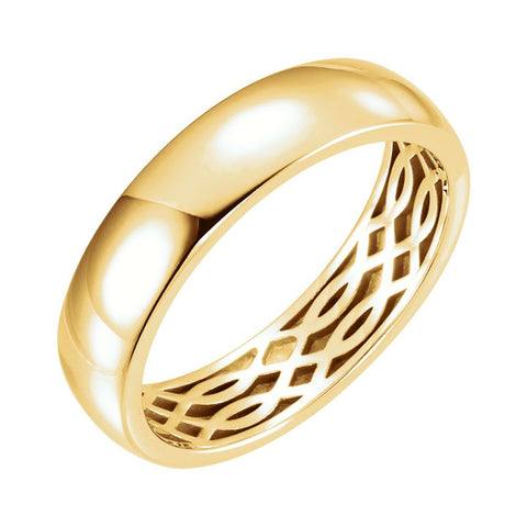 14k Yellow Gold 6mm Lattice Design Band Size 11