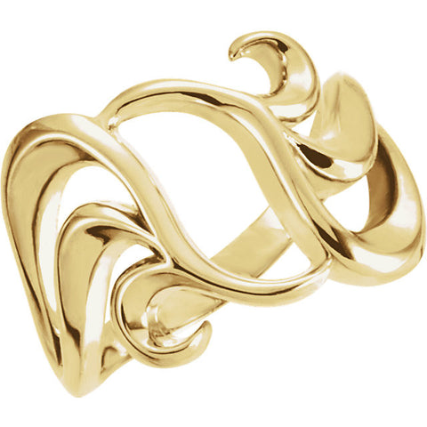 14k Yellow Gold Freeform Ring, Size 6