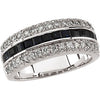 1/2 CTTW Genuine Sapphire and Diamond Bridal Anniversary Band in 14k White Gold ( Size 6 )