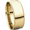 10k Yellow Gold 7mm Light Comfort Fit Milgrain Band , Size 11.5