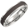 Raised Flat Wedding Band Ring with Oxidized Center in Titanium ( Size 10 )