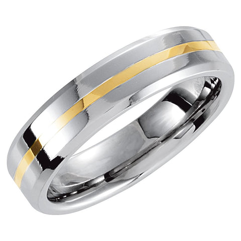 Cobalt 6mm Beveled Band with 14K Yellow Inlay Size 7