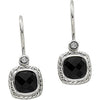 14k White Gold Onyx & Diamond Earrings