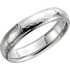 14k White Gold 5mm Half Round Edge Comfort-Fit Hammer Finish Band, Size 9