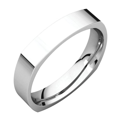 14k White Gold 4mm Square Comfort Fit Band, Size 6