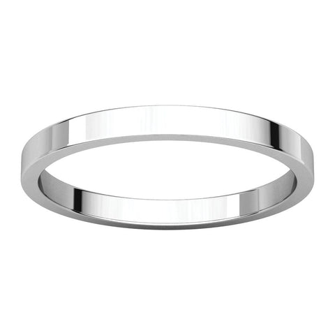 10k White Gold 2mm Flat Band, Size 6.5