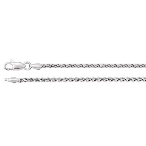 Sterling Silver 2mm Diamond Cut Wheat 16" Chain