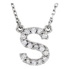 1/6 CTTW Diamond Initial Necklace with Initial 'S' in 14k White Gold ( 16-1/4 Inch )