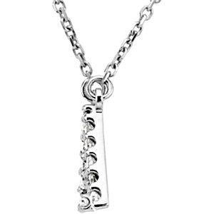 14k White Gold Letter "A" 1/8 CTW Diamond 16" Necklace