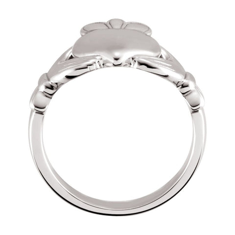 14k White Gold 10.5mm Claddagh Ring Size 11