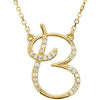 14K Yellow Gold 1/8 CTW Diamond Initial B 17-Inch Necklace