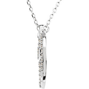 14k White Gold Letter "D" 1/8 CTW Diamond Initial 17" Necklace