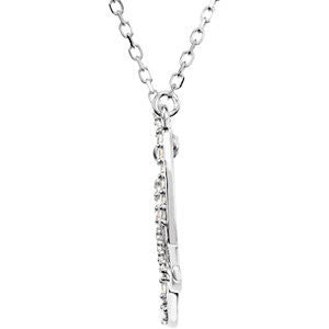 14k White Gold Letter "I" 1/8 CTW Diamond Initial 17" Necklace