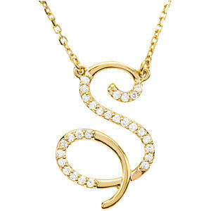 14k Yellow Gold Letter "S" 1/6 CTW Diamond Initial 17" Necklace