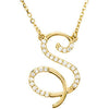 14K Yellow Gold 1/6 CTW Diamond Initial S 17-Inch Necklace