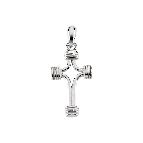 14k White Gold 24.25x15mm Tubular Cross Pendant