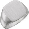 12.00 mm Men's Signet Ring with Brush Finished Top in 14k White Gold ( Size 10 )