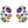 Sterling Silver Amethyst, Citrine, Peridot, Sky Blue Topaz & Brazilian Garnet Earrings