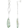 Pair of 26X9 mm Genuine Green Quartz Earrings in Sterling Silver