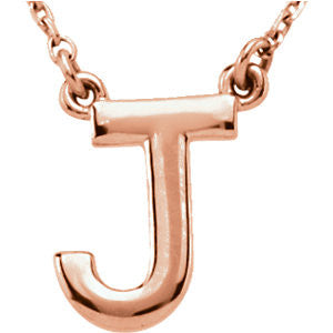 14k Rose Gold Letter "J" Block Initial 16" Necklace