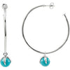 Sterling Silver 50mm Hoop Earrings With 10mm Turquoise Dangle