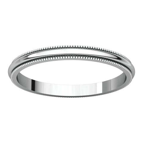 10k White Gold 2mm Milgrain Band, Size 5