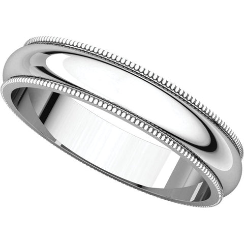 10k White Gold 4mm Milgrain Band, Size 7