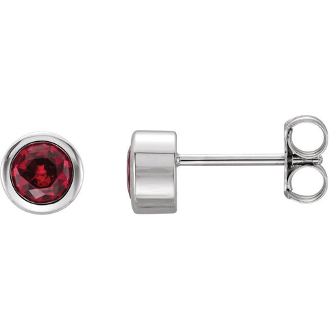 Sterling Silver Imitation Ruby Earrings