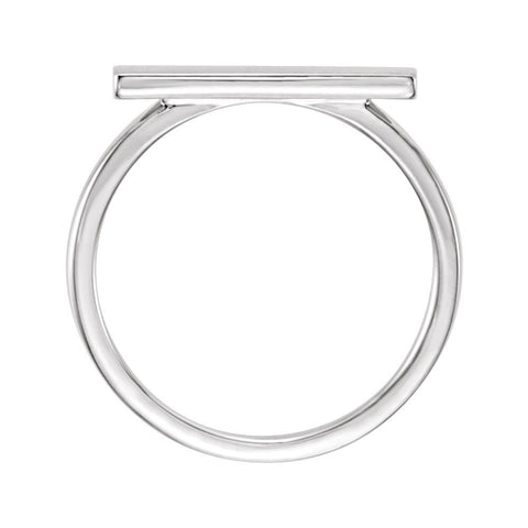 14k White Gold Signet Ring, Size 7