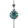 26.00x06.00 mm Enamel Lollipop Charm in Sterling Silver