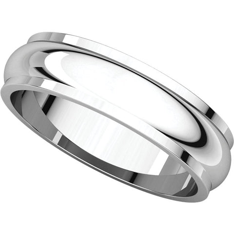 10k White Gold 5mm Half Round Edge Band, Size 10.5