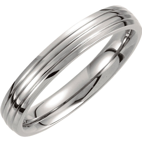 Titanium 4mm Triple Grooved Band Size 9